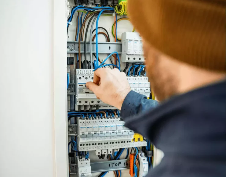 Elektriker bei der Wartung einer Wohnhausanlage in Graz – VM Elektrotechnik